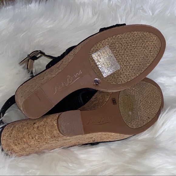 Lucky Brand Black Wedge Sandals with Lace Detail - Picture 8 of 10